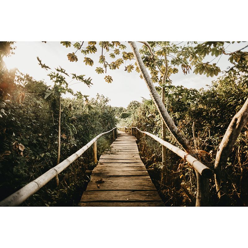 Modern Style Mural Wallpaper Wooden Bridge Environment Friendly Bedroom Wall Mural