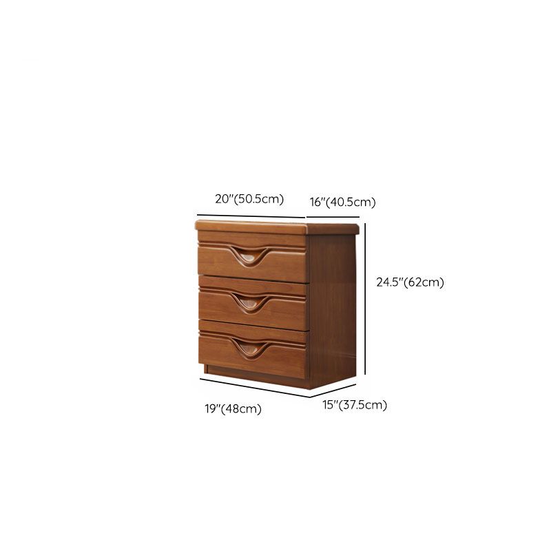 Contemporary Rubber Wood Storage Chest Home Brown Chest with Drawers