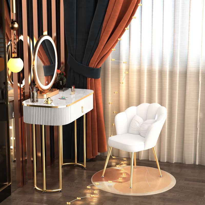 Modern White With Drawer Lighted Mirror Bedroom Dressing Table