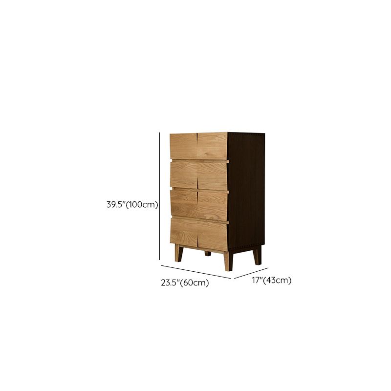 Modern Natural Cabinet with Drawers Solid Wood 16.9" D Chest