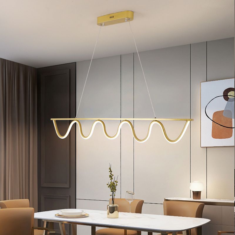 Linear Shape Island Pendant Contemporary Style Metal 1 Light Island Lighting