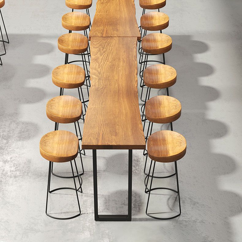 Bar Table in Metal and Wood Industrial Bar Height Table for Dining Room