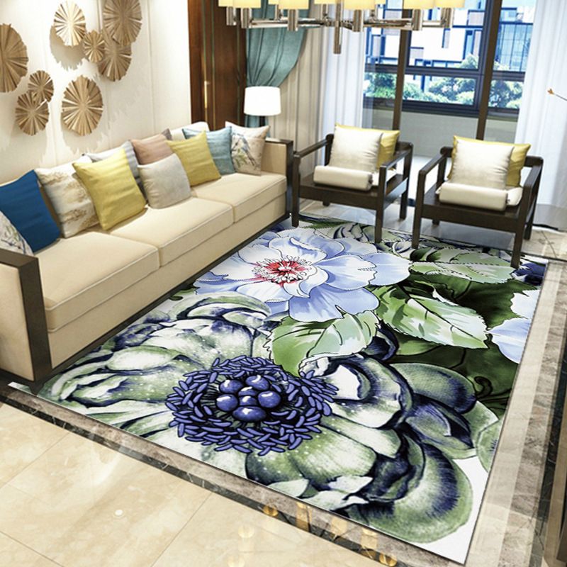 Gorgeous Multi Colored Modern Rug Polyester Flower Blossom Rug Pet Friendly Anti-Slip Stain Resistant Carpet for Home