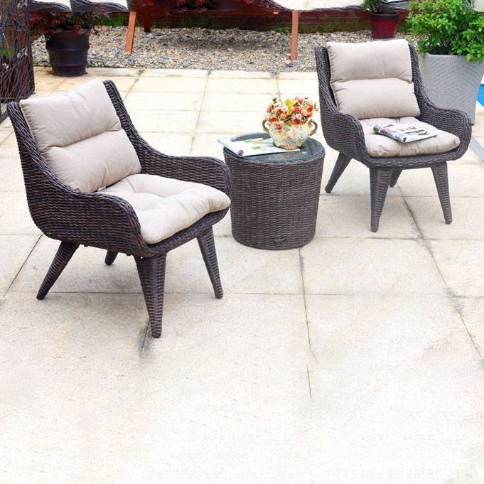 Rattan Patio Dining Table Set 1/3 Pcs Glass Top Table with Upholstered Chairs