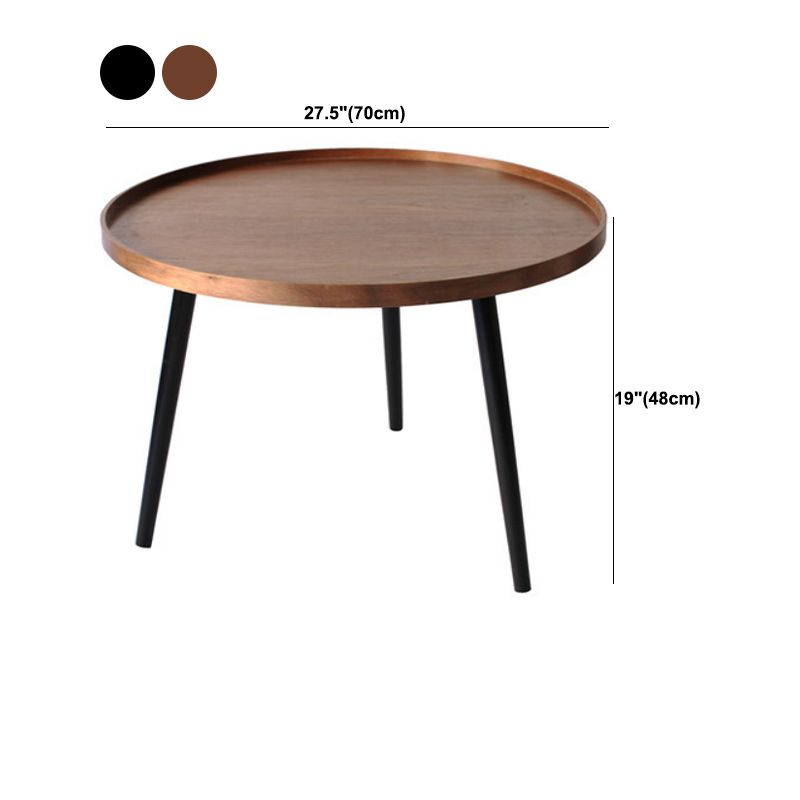 Nordic Round Wood Coffee Table 3 Legs Tray Top Cocktail Table