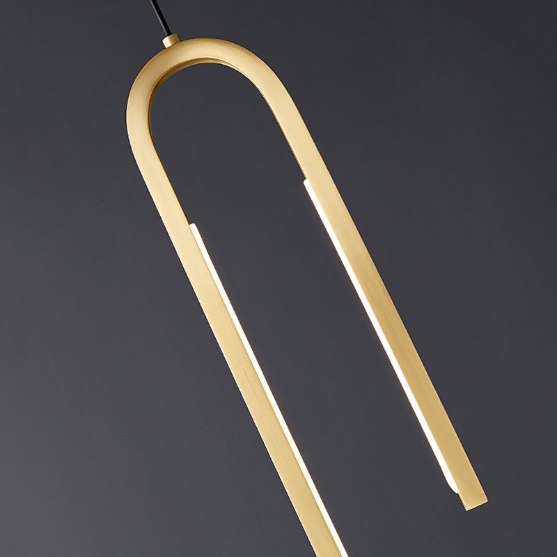 Luz de colgante LED lineal curvado de latón techo de metal Cuelga de colgantes para sala de estar