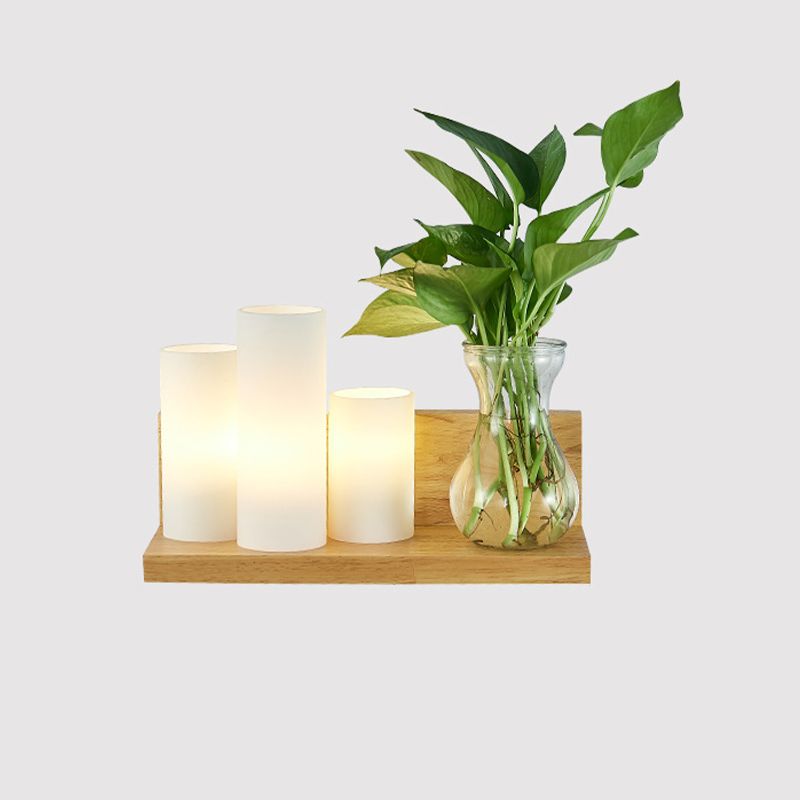 Contemporary Wooden Wall Sconce Simple Wall Light with Glass Shade without Plants