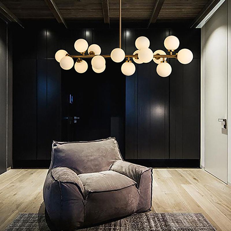 Modern Dining Chandelier Light Round Glass Shade Ceiling Hanging Light