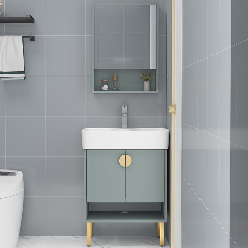 Rectangular Glam Sink Vanity Green Ceramic Single-Sink Freestanding Vanity Set