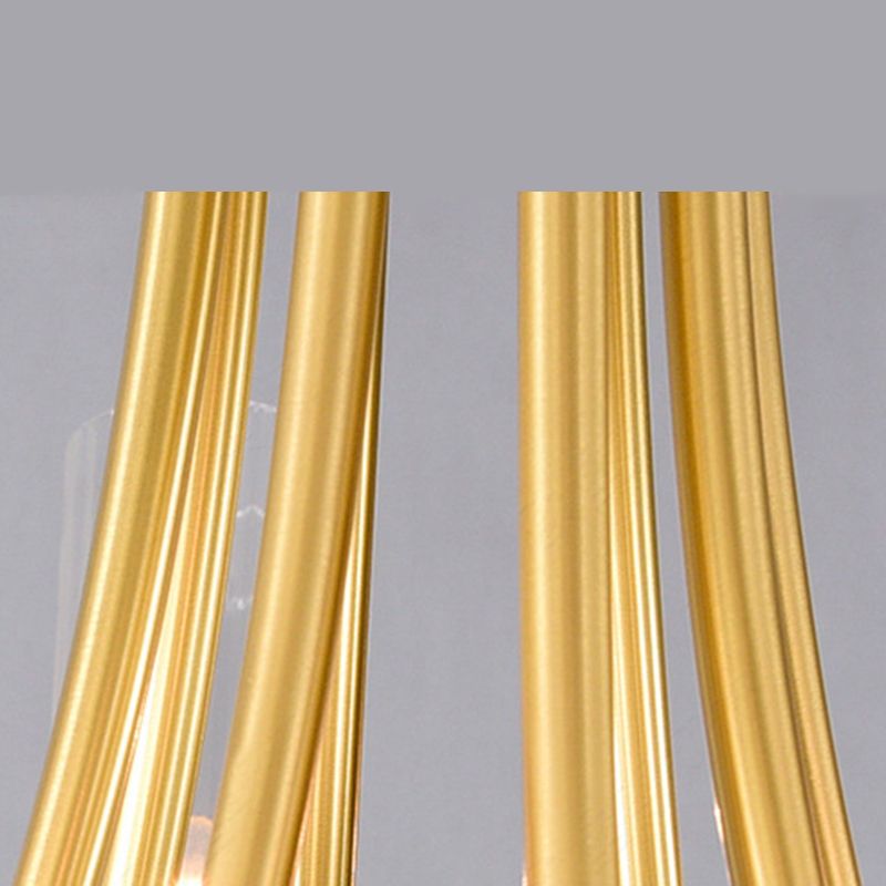 Post-Modern Metal Hanging Chandelier Light Clear Glass Shade Ceiling Chandelier in Gold for Living Room