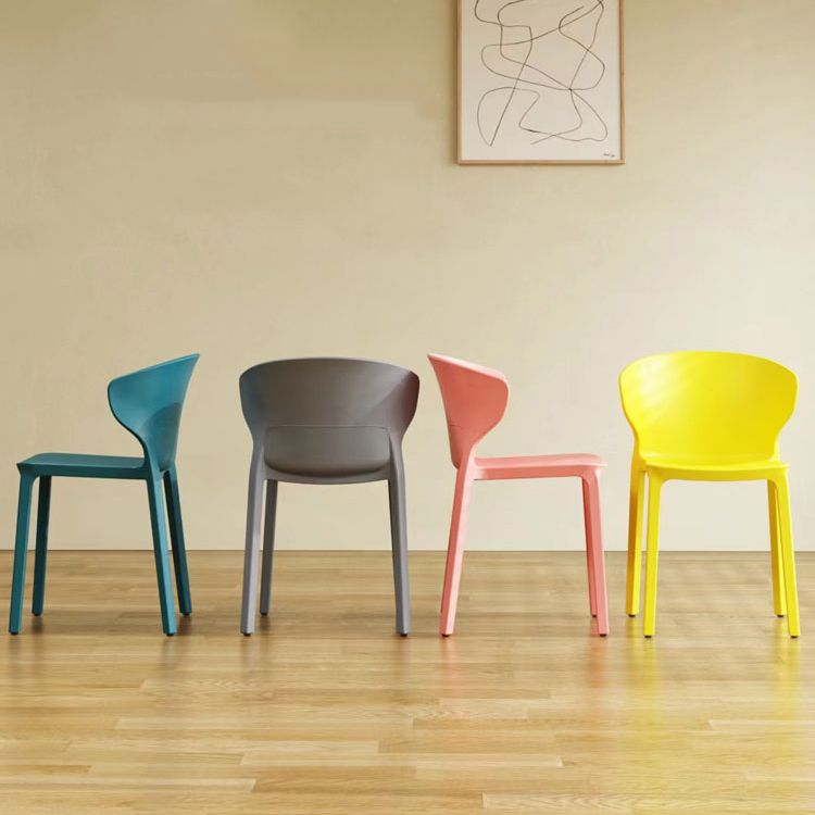 Contemporary Indoor Plastic Wingback Stackable Armless Dining Side Chair