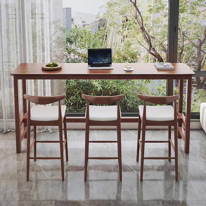 Modern Indoor Bar Stool Table Rectangle Wood Bar Dining Table