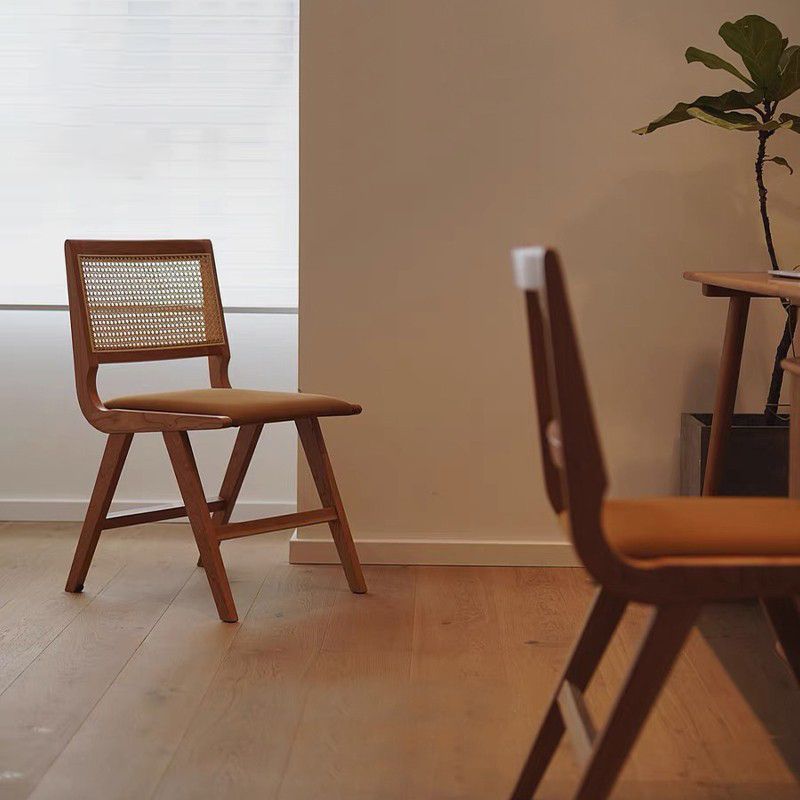 Silla de comedor de madera de estilo contemporáneo, respaldo abierto, silla lateral para cocina