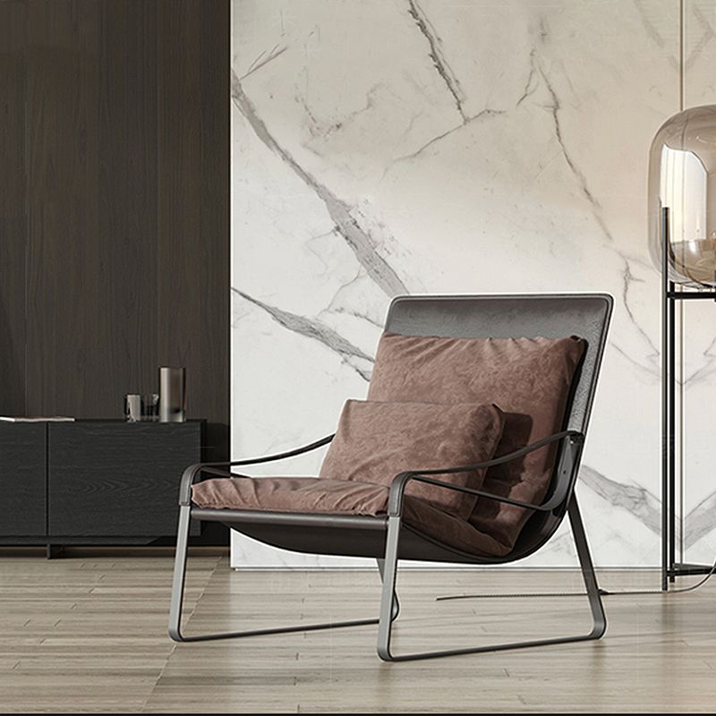 Solid Color Armchair With headrest, Modern Iron Frame Lounge Chair