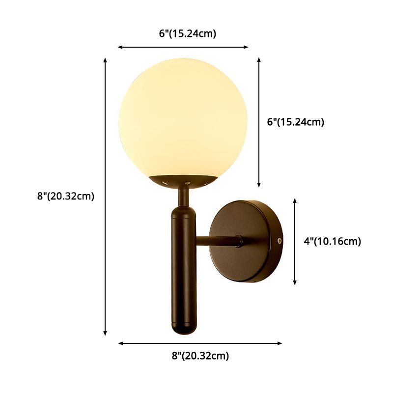 Moderner nordischer Stil kugelförmiger Wandleuchte Leuchten Glas 1 leichte Wandleuchten für Wohnzimmer