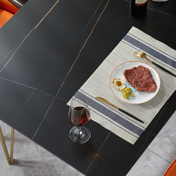 Gold Tripod Base Dining Table Stone and Metal Traditional Luxury Dining Table