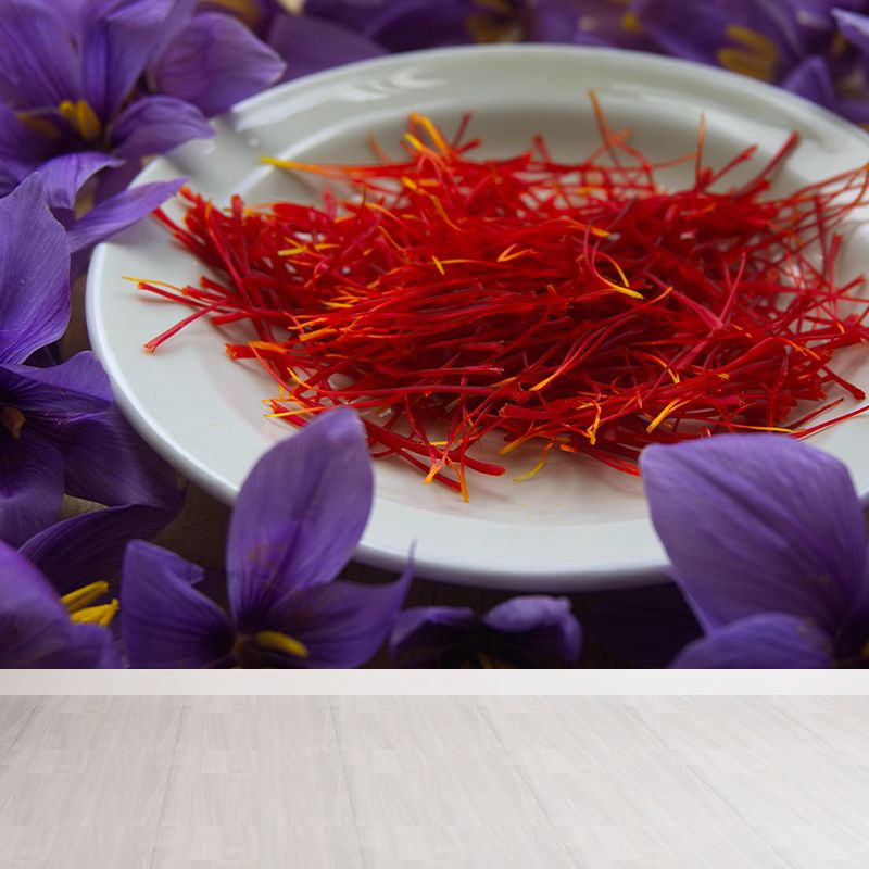 Wild Saffron Wall Mural Mildew Resistant Backsplash Wall Covering Kitchen Murals