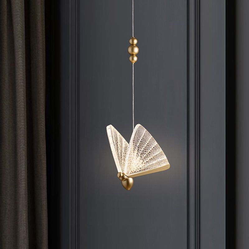 1-Light Acrylic Suspended Lighting Fixture Modern Pendant Light Kit for Bedroom