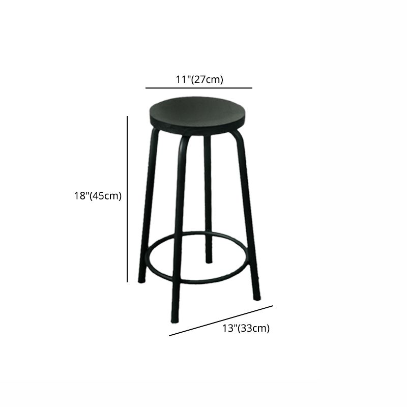 Modern Style Iron Bar Stool with Footrest Coffee Shop Casual Round Bar Stool