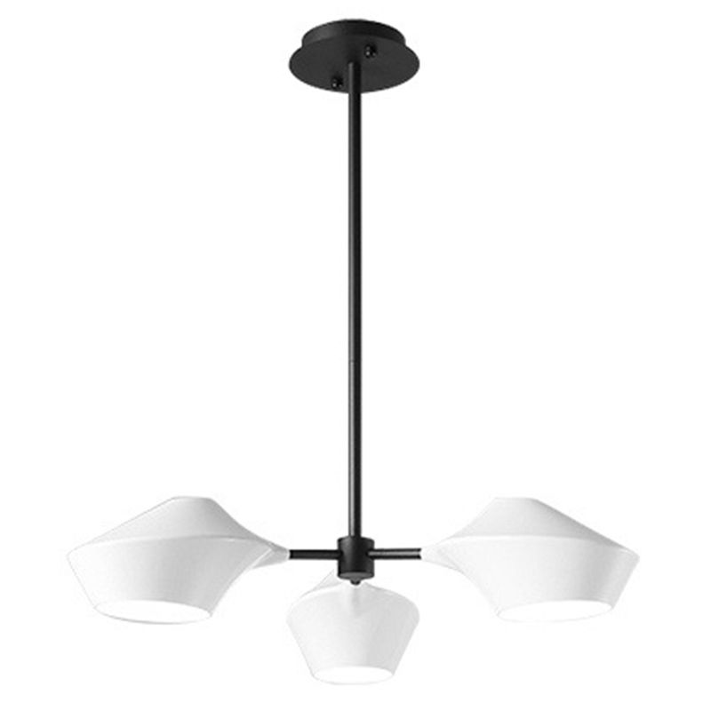 Estilo posmoderno Minimalismo Iluminación Candelier blanca Acrílica Geométrica Suminosa luz de suspensión Luz con caña de colgar ajustable de 19,6 "