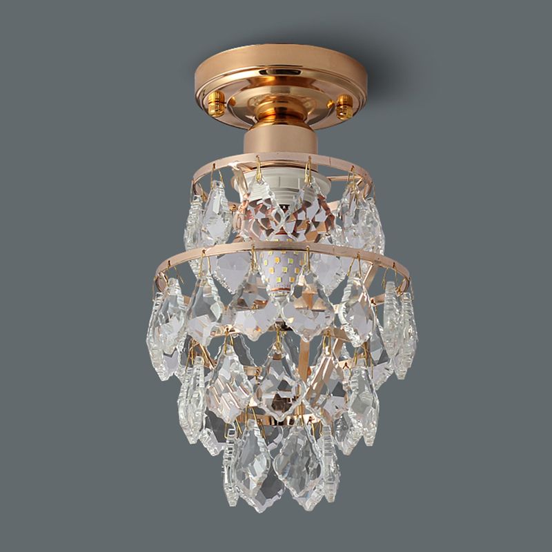 Modern Simple Crystal Ceiling Light Cylinder Shape Ceiling Lamp for Bedroom