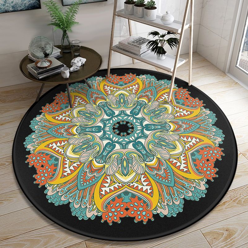 Multi Color Bedroom Rug Moroccan Floral Area Rug Synthetics Stain Resistant Washable Non-Slip Rug