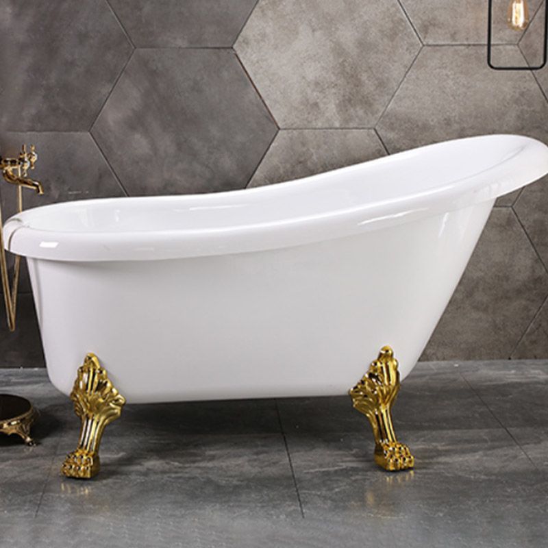 Modern Acrylic Bathtub Back to Wall with Golden Feet and Drain Bath Tub for Bathroom