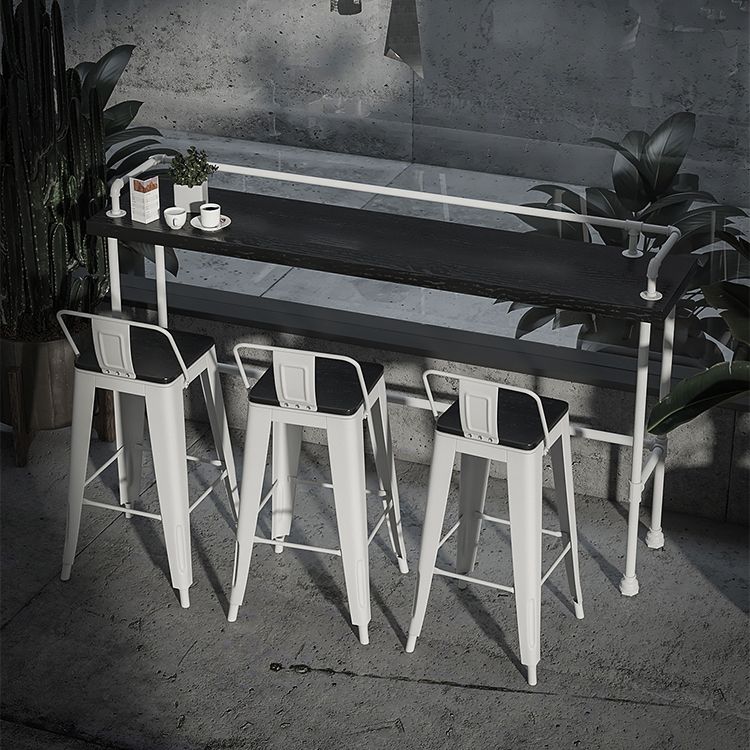 Modern Metal Bar Stool Armless Patio Bar Stool with White Base
