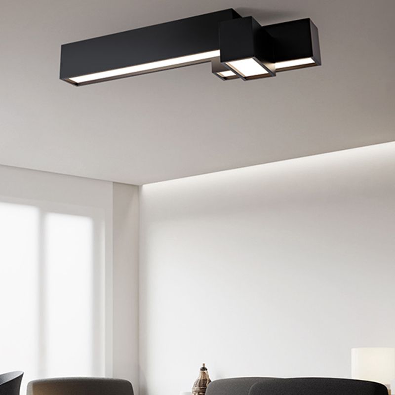 Modern Style Flush Mount Ceiling Light Fixture with Iron Art for Living Room