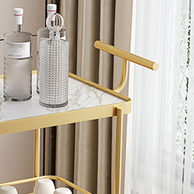 Dining Room Modern Prep Table Rolling Open Shelves Kitchen Trolley