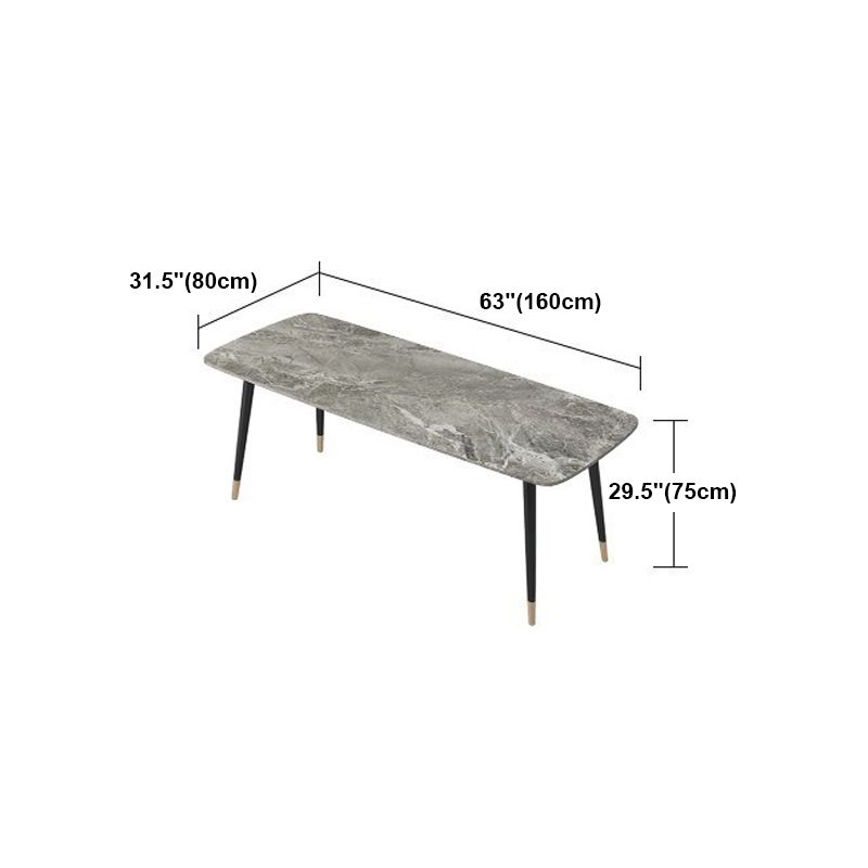 Rectangle Shape Luxury Dining Table Grey Fixed Table with Sintered Stone