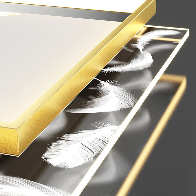 Lámpara empotrada cuadrada contemporánea, lámpara de techo empotrada de metal con 2 luces