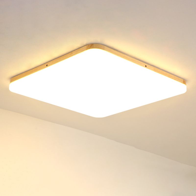 Thinnest Square/Rectangle Ceiling Light Simple Acrylic Living Room LED Flush Mounted Lamp in Beige, 13"/25"/37.5" Wide