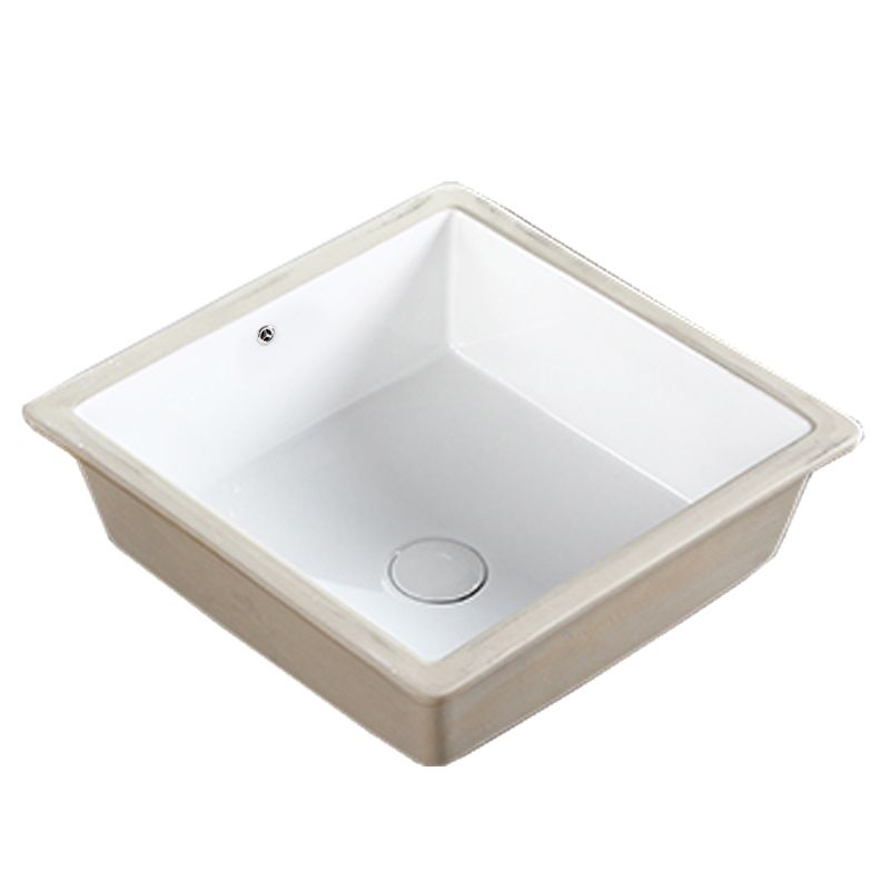 Modern Bathroom Sink Square Ceramic 1-Hole Overflow Sink with Faucet