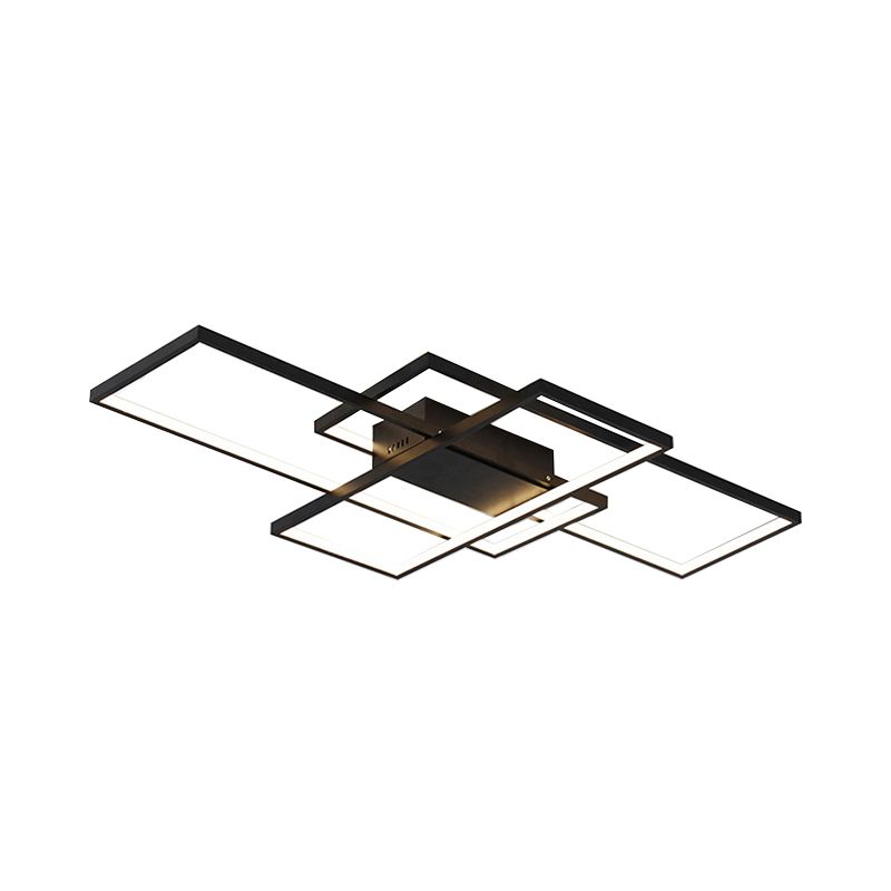 33.5"/41" Wide Traverse Flush Ceiling Light Contemporary Acrylic LED Black/White Flushmount Lighting in Warm/White/Natural Light