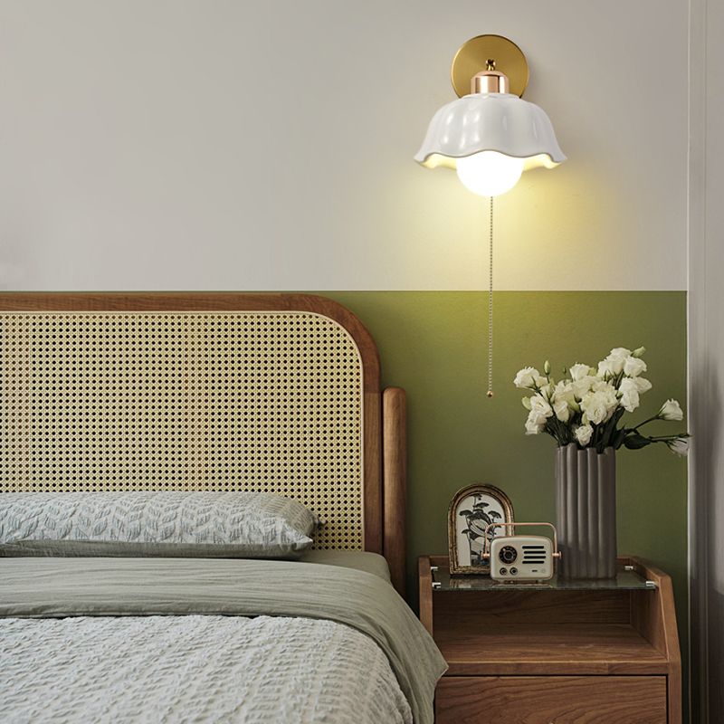 Dome Wall Lighting Simplicity 1 Light Rustic Wall Sconces in White