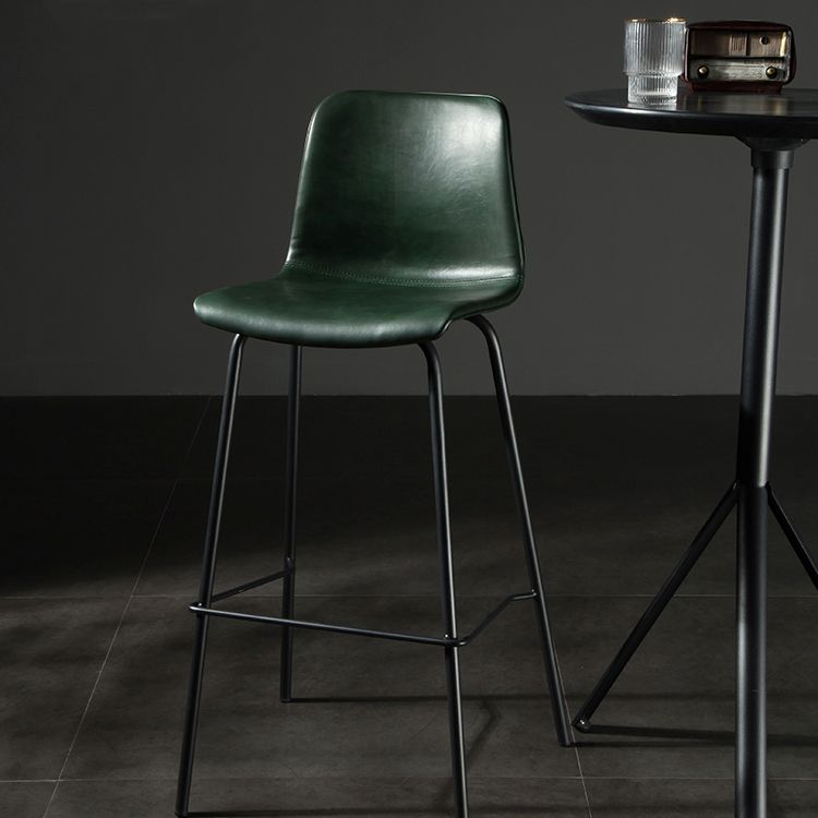 Contemporary Style Low Back Upholstered Bar Stool with Metal Legs