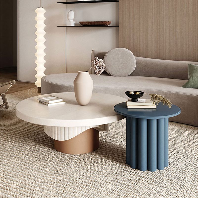 Scandinavian Round Wood Coffee Table Pedestal Cocktail Table