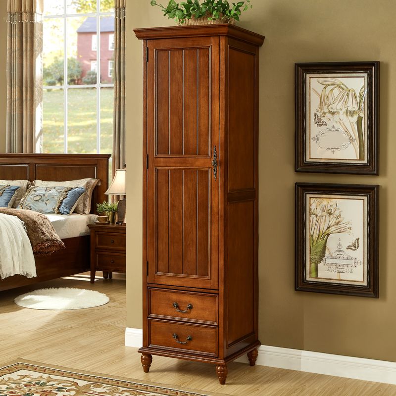 Traditional Birch Wood Storage Cabinet with Hinged Door Matte Finish Cabinet for Home