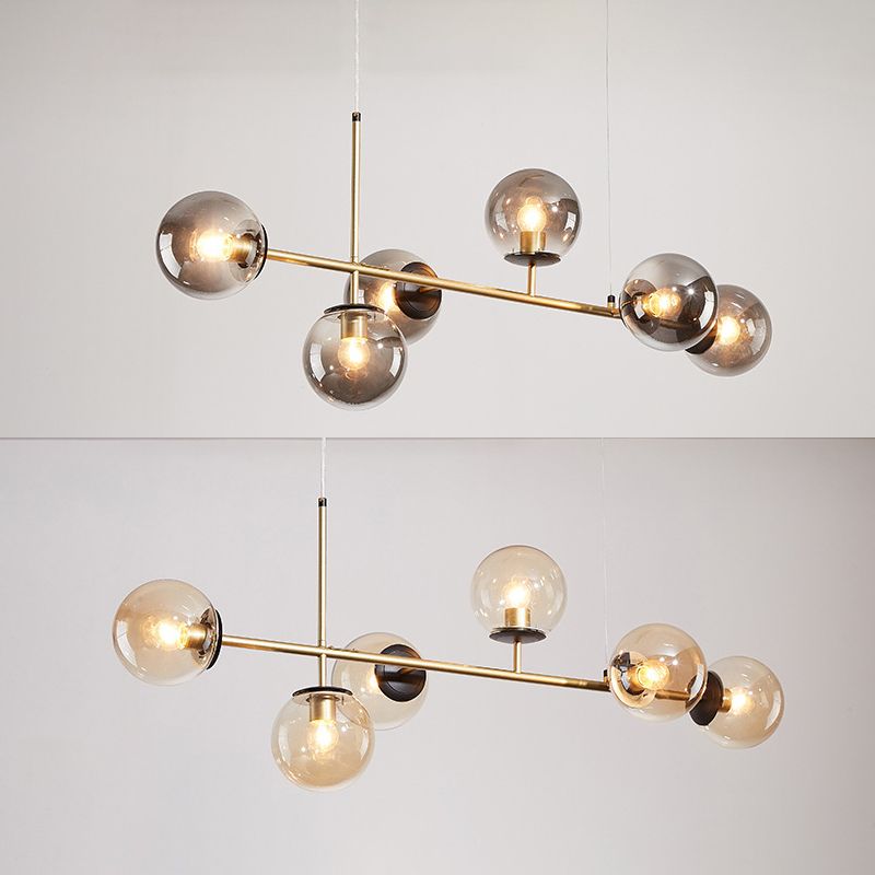 Modern Creative Globe Isola Light Iron Iron a 6 luci a sospensione Light With Glass Shade