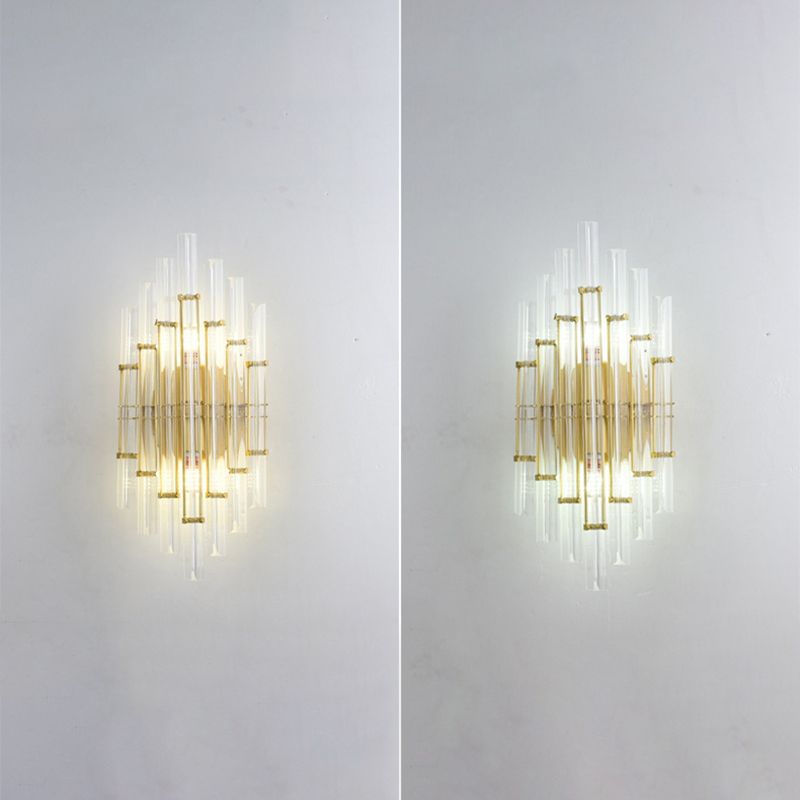 2-Light Geometric Wall Light Modern Crystal Wall Lights in Gold
