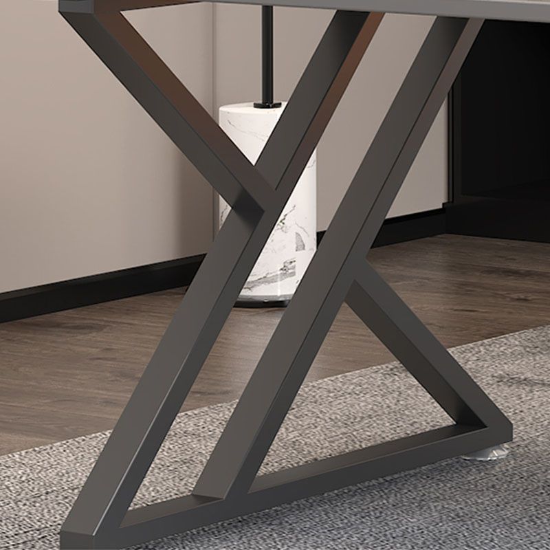 Modern Stone Office Desk 29.52" H Sled Rectangular Writing Desk for Home