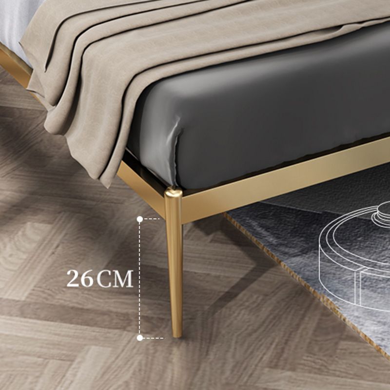 Glam Metal Panel Standard Bed, Beveled Upholstered Headboard Bed