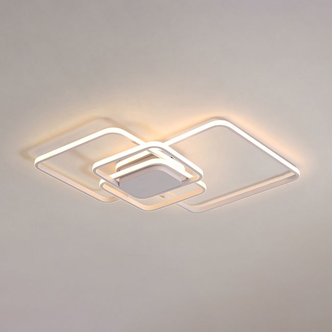 Brown/White Frame Ceiling Lighting Simplicity 1/2/3-Light Acrylic Semi Flush Mount Light in Warm/White/Natural Light, 16"/19"/23" Wide