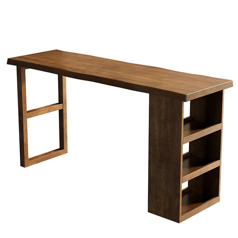 Ash Wood Top Bar Table Contemporary Bar Table with Wood Storage Rack