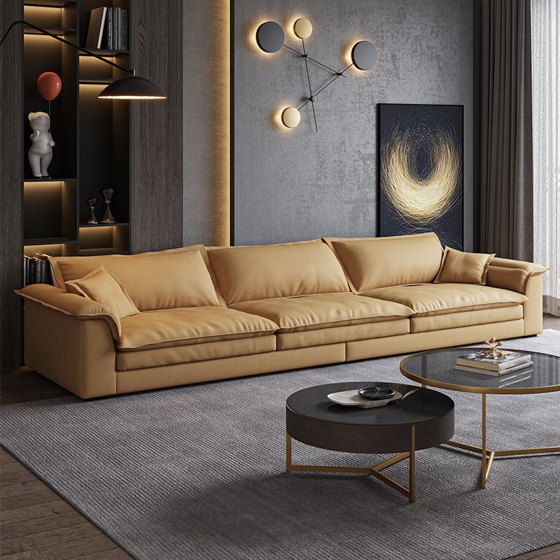 Contemporary Pillow Top Arm Stain-Resistant Furniture Sectionals in Brown