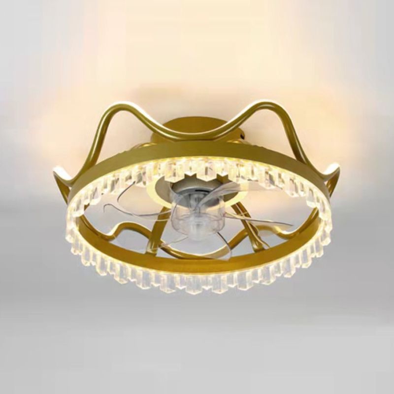Crown Shape Ceiling Lamp Trendy Nordic LED Ceiling Fan Light for Bedroom