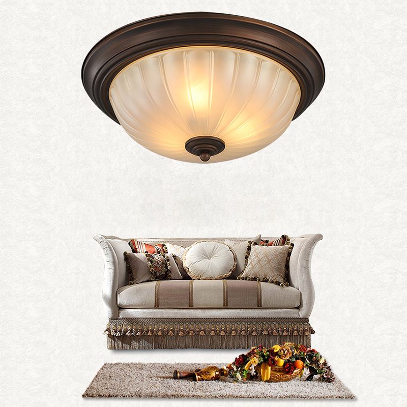 Bowl-Shaped Glass Flush Mount Ceiling Light Classic Bedroom Flush Mount Light Fixture