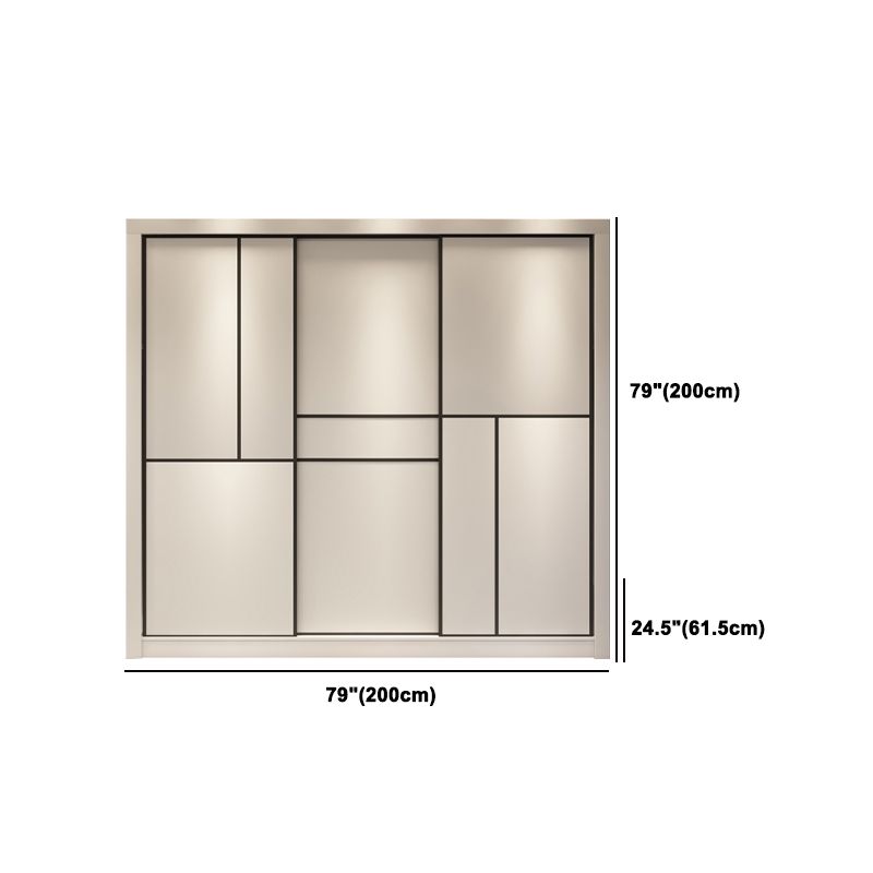 Sliding White Wardrobe Armoire Engineered Wood Wardrobe Cabinet