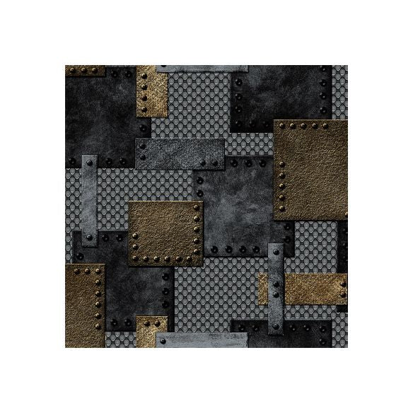 Vinyl 33'L x 20.5"W Nordic Wallpaper Traditional Non-Pasted 3D Rivets and Patches Wallpaper